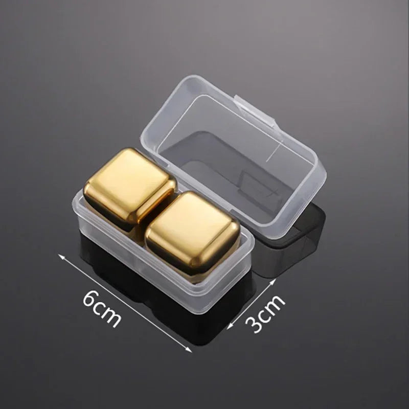Stainless Steel Reusable Whiskey Stones - Quick-Freeze Ice Cubes with Storage Tray for Whiskey Wine Beer