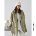 Women's Wool Blend Double-Sided Coat Loose Retro Double-Breasted Office Outerwear for Autumn Winter