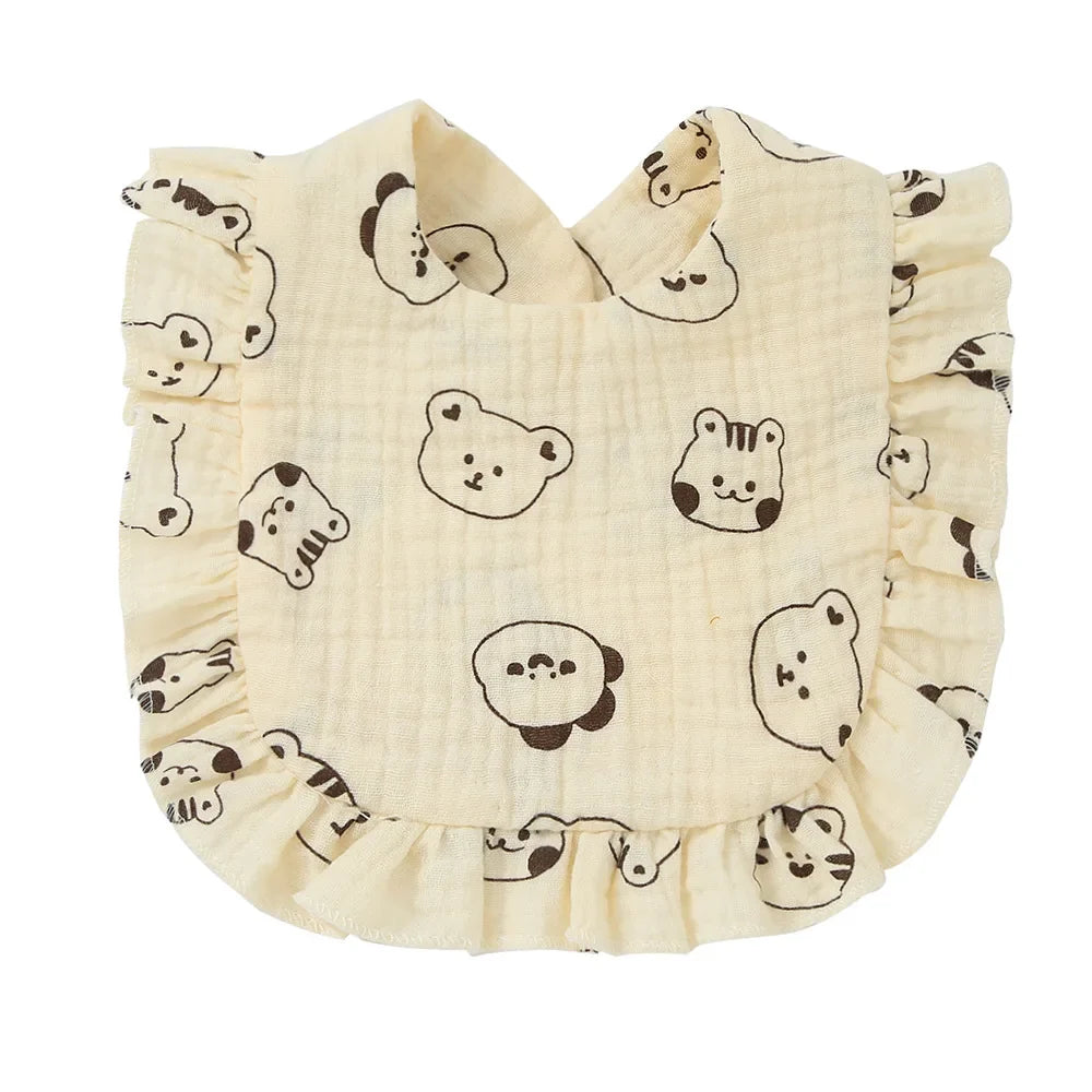 Muslin Cotton Baby Bibs & Burp Cloths - Ruffle Bandana Drool Bibs for Newborns