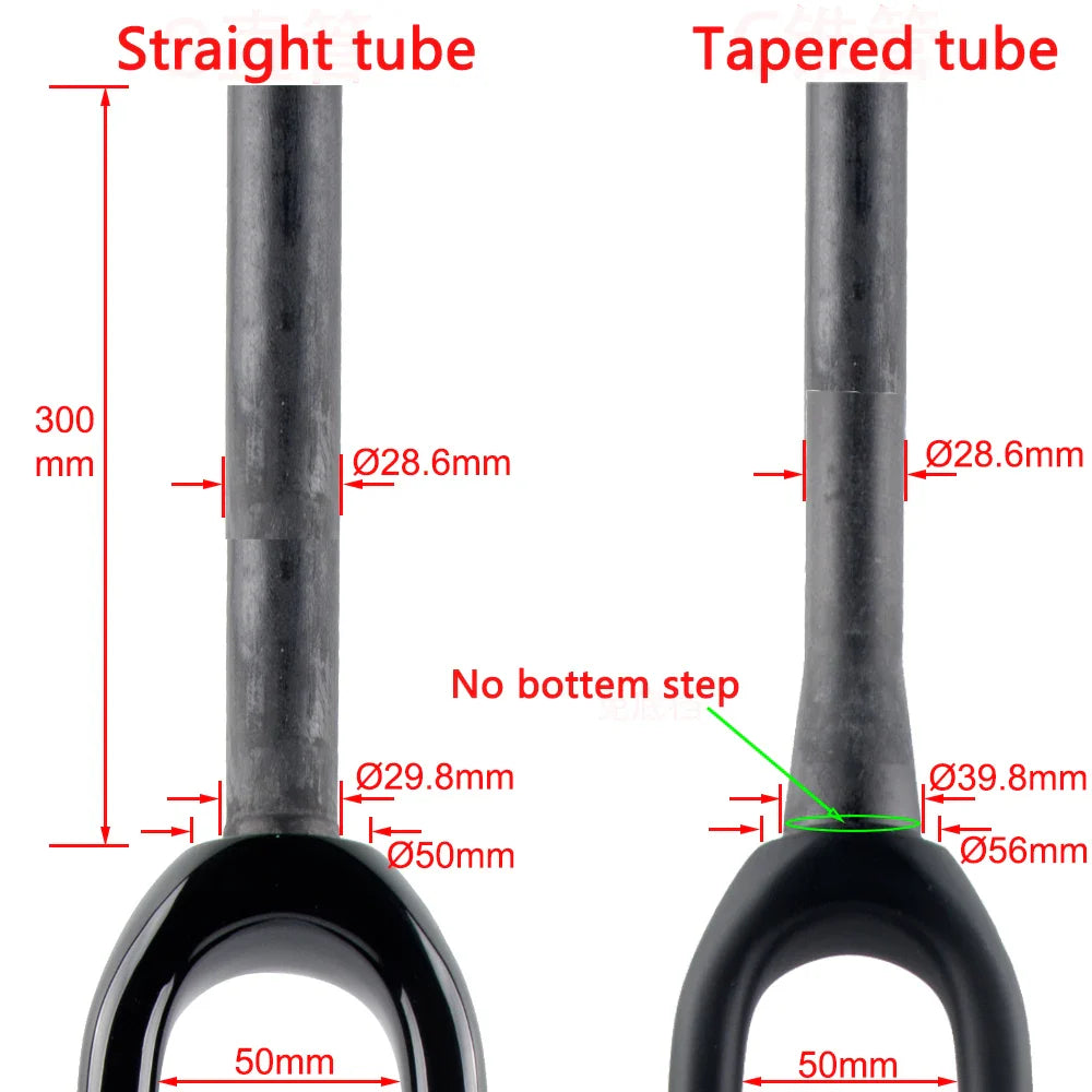 700C Full Carbon Gravel & Cyclocross Road Bike Fork — Flat Mount Disc Brake, Rack/Fender Mount, Tapered or Straight Steerer