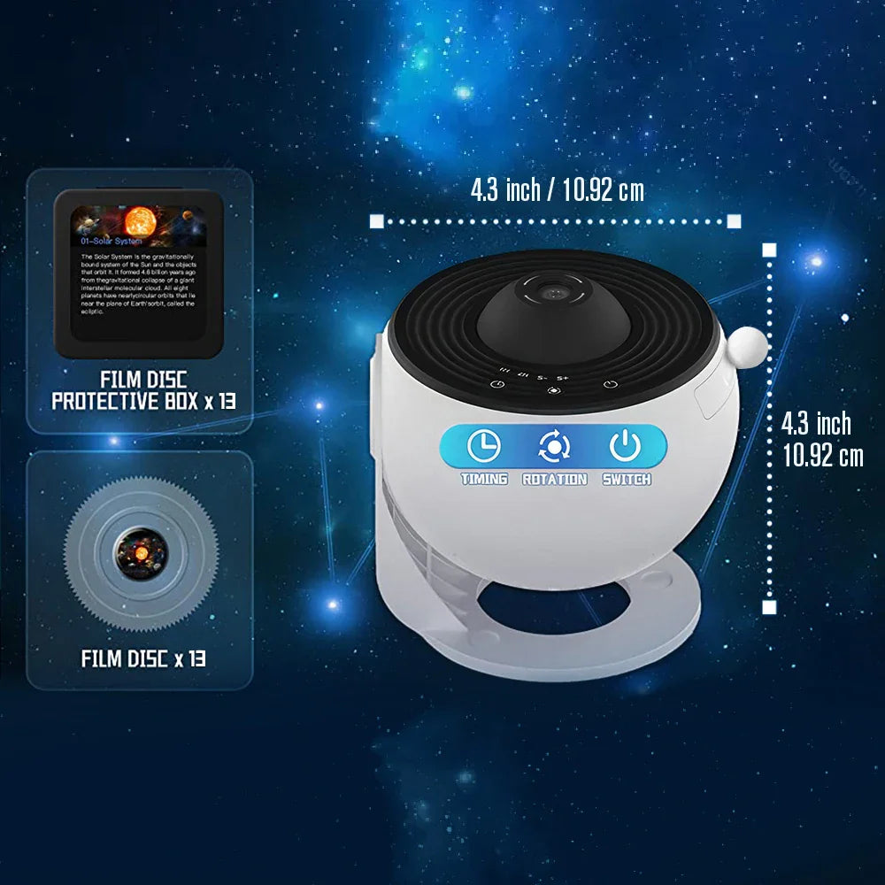 Galaxy Star Projector Planetarium Night Light – 13-in-1 Solar System & Constellation Projector for Kids' Bedroom