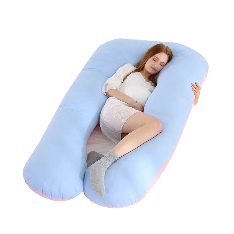 U-Shaped Maternity Pillow 130 x 75 cm (51 x 29.5 in) Pregnancy Side Sleeping Pillow with Waist Support, Removable Washable Cover