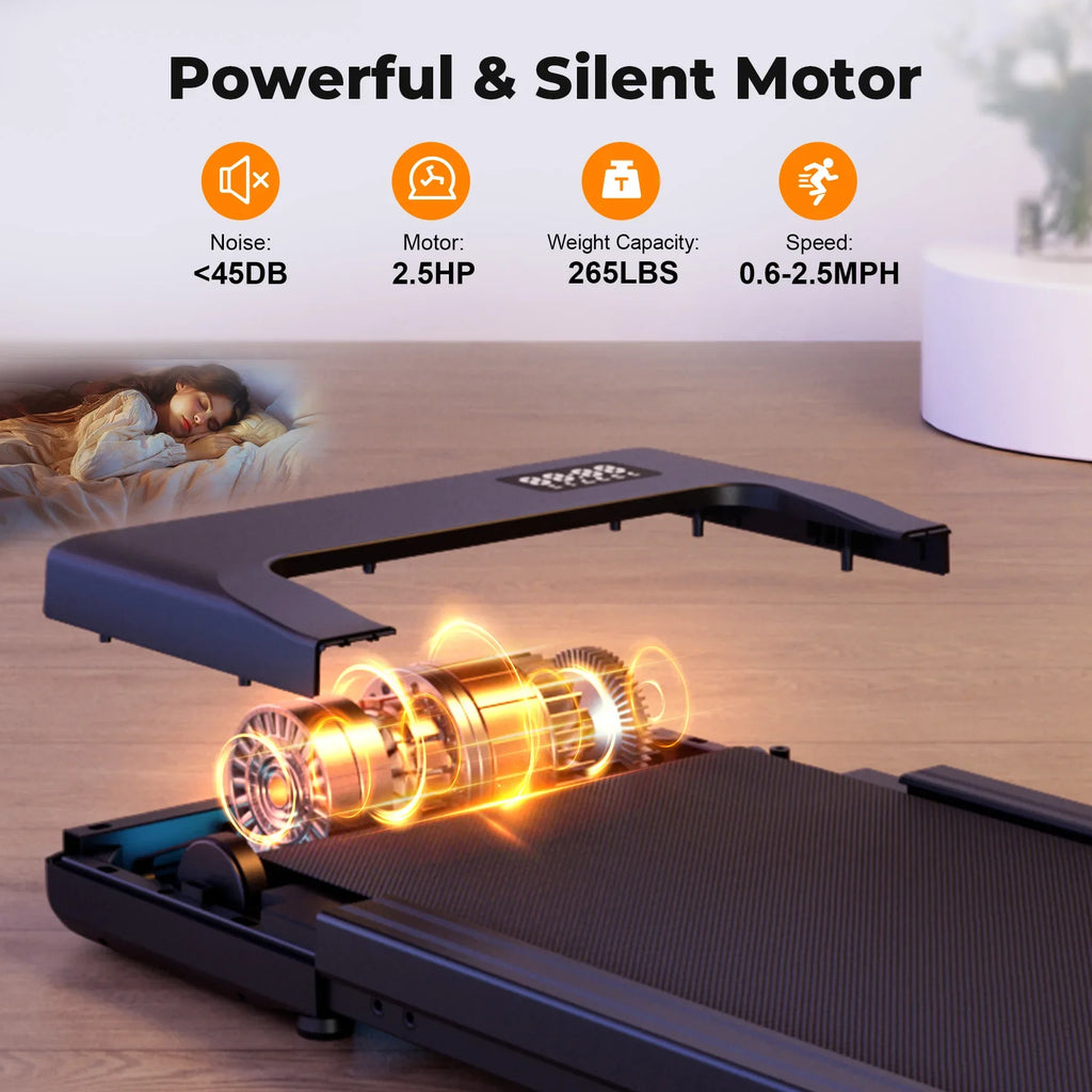 Under-Desk Walking Pad Treadmill 2-in-1 Portable Treadmill with Remote & LED Display 2.5HP for Home and Office