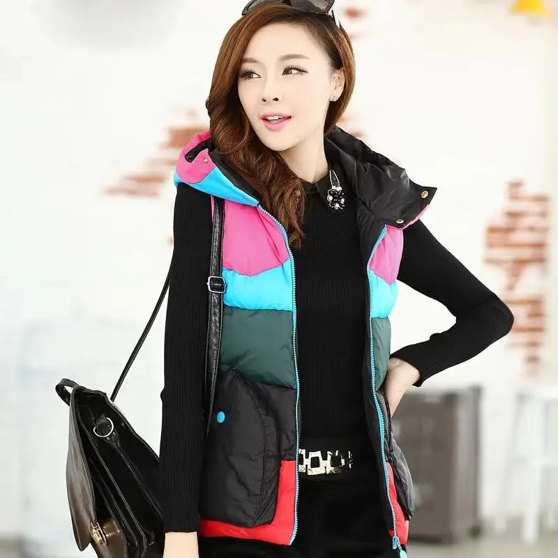 Women's Quilted Cropped Puffer Vest Sleeveless Stand Collar Zipper Warm Winter Outerwear