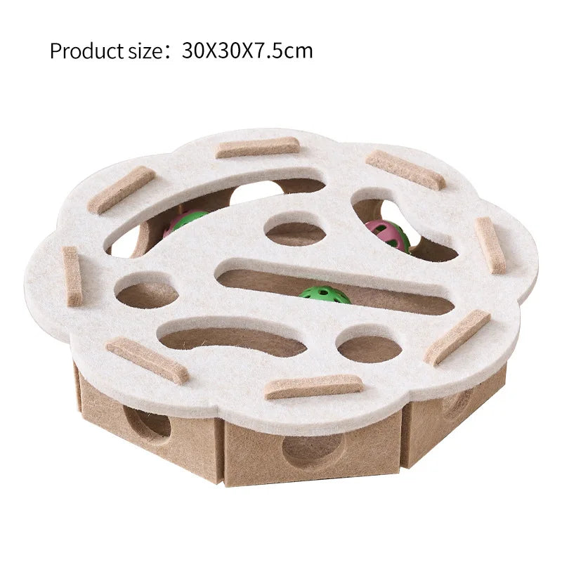 Interactive Cat Puzzle Toy Felt Maze Tunnel with Bell Ball Indoor Cat Enrichment Toy