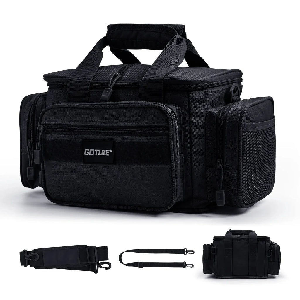 Fishing Tackle Bag 14.96 x 9.05 x 7.48 in (38 x 23 x 19 cm) High-Capacity 600D Oxford Shoulder Backpack for Fishing, Camping & Cycling