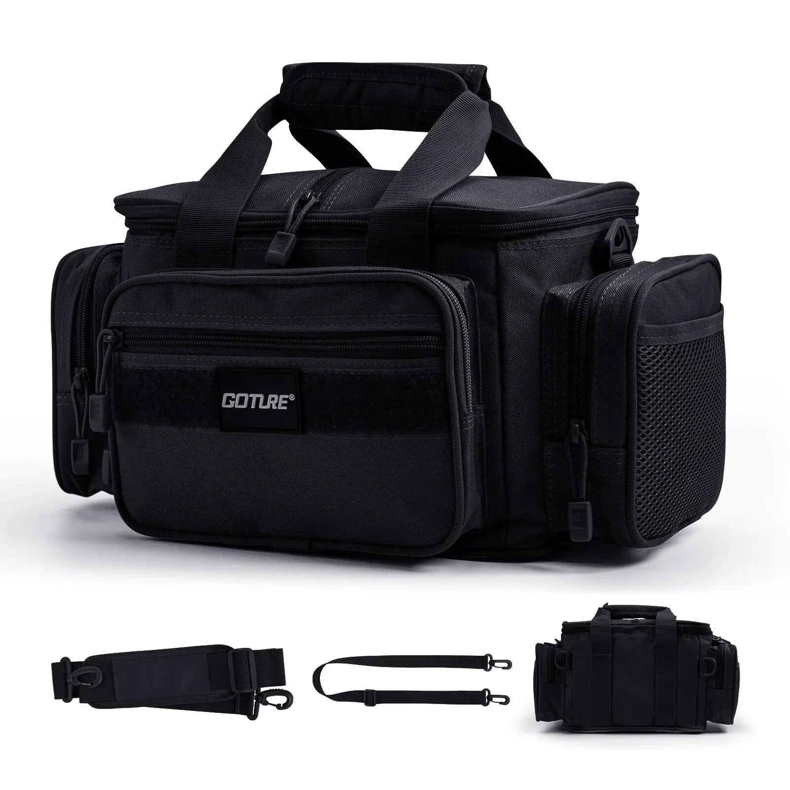 Fishing Tackle Bag 14.96 x 9.05 x 7.48 in (38 x 23 x 19 cm) High-Capacity 600D Oxford Shoulder Backpack for Fishing, Camping & Cycling