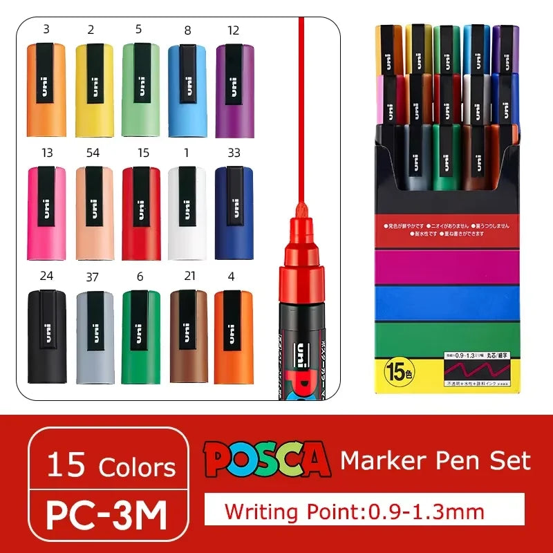 Acrylic Paint Marker Set – Waterproof Permanent Paint Pens for Fabric, Glass, Metal & Rock, Fine/Medium/Broad Tips, Assorted Color Packs