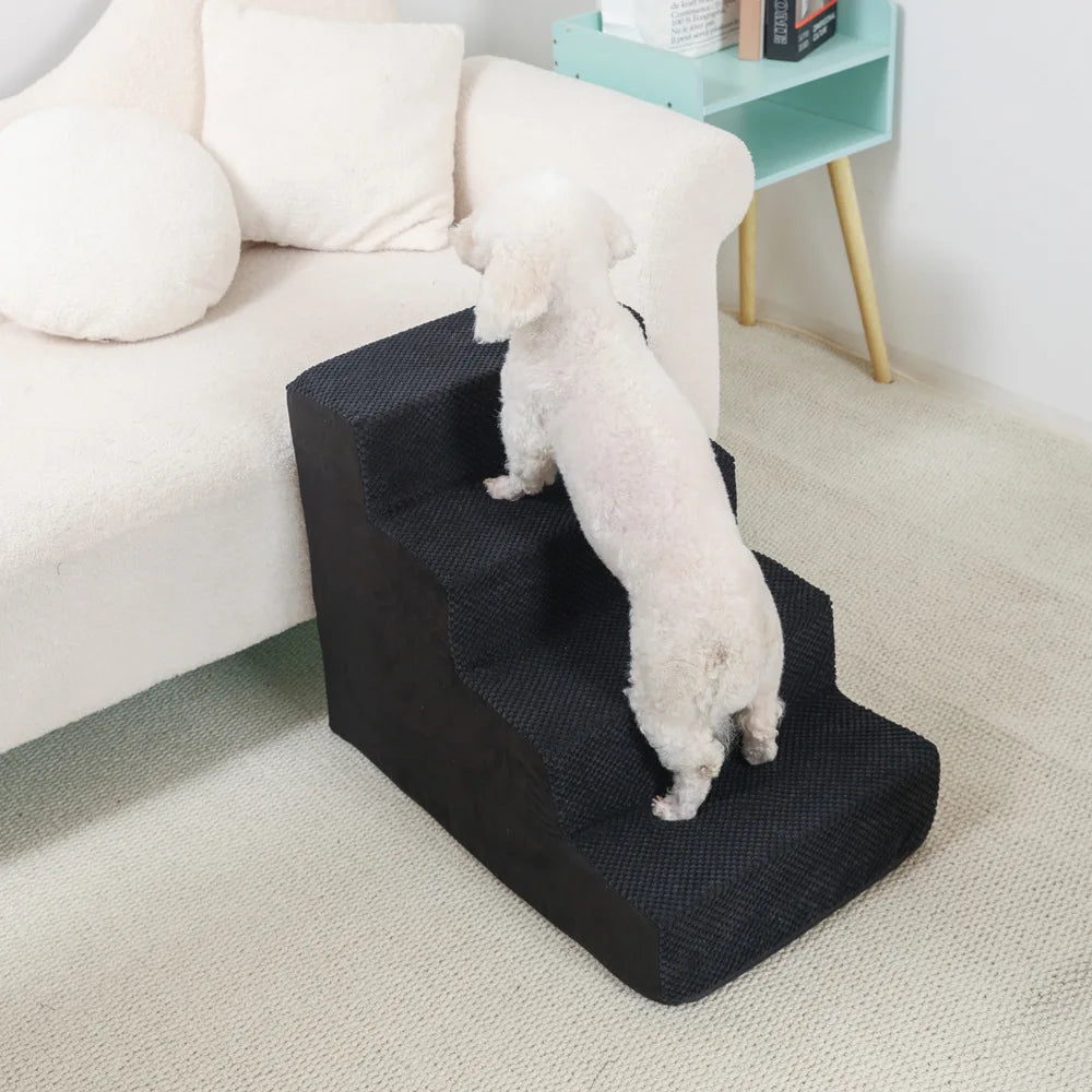 4-5-Step Memory Foam Dog & Cat Stairs with Removable Washable Cover – Pet Ramp Ladder