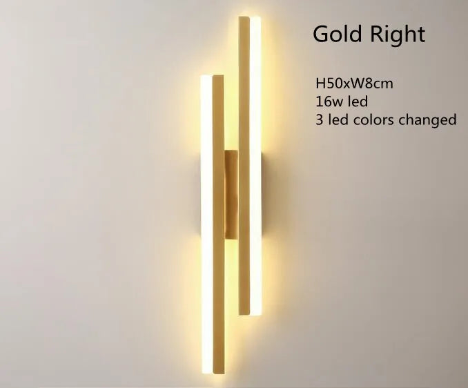 Modern Dimmable LED Wall Sconce 50 cm x 8 cm (19.7 in x 3.1 in) Acrylic Shade Bedside Wall Lamp – Gold / Black