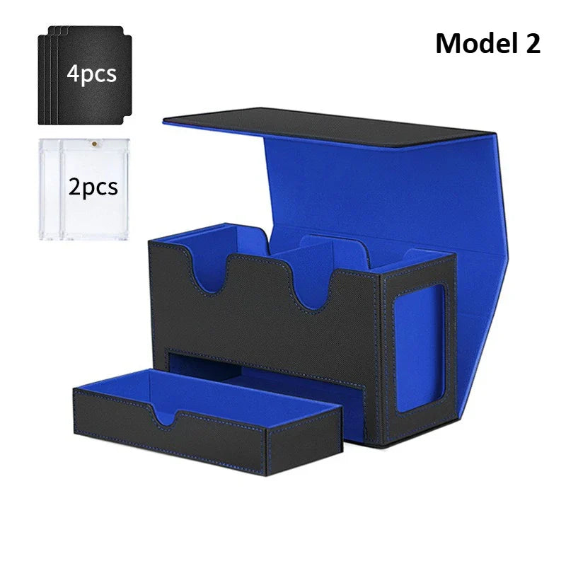 3-in-1 Deck Box Card Storage - Fits 200+ Single-Sleeved Cards, 4 Dividers & 2 Toploaders for MTG TCG CCG
