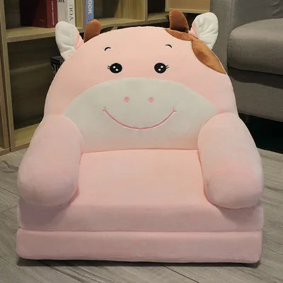 Foldable Kids Cartoon Sofa Bed — Plush Toddler & Baby Seat, Princess Nap Cushion