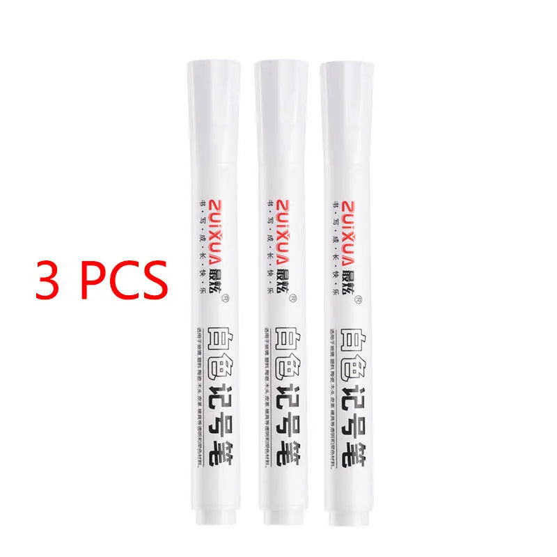Opaque White Oily Paint Marker Pen Waterproof Gel Ink 0.8/1.0/2.0/2.8mm Nibs for DIY Graffiti, Sketching and Stationery