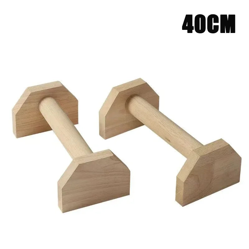 Wooden Beech Parallette Push-Up Bars 2-Pack - Anti-Slip Push-Up Stands for Strength Training & Core Workouts