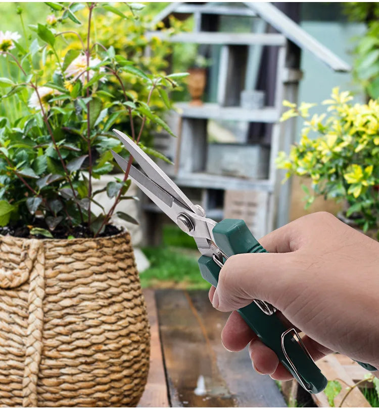 190mm (7.5 in) Straight Pruning Shears Stainless Steel Non-Slip Handle Garden Scissors for Bonsai & Fruit Trees