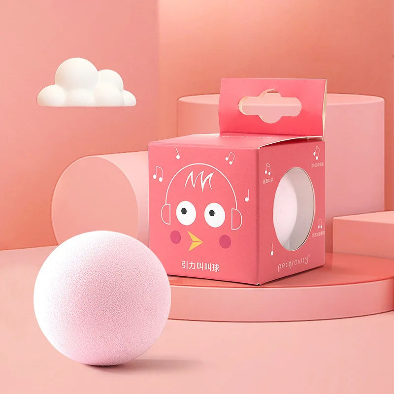 Interactive Chirping Plush Ball Cat Toy – Frog, Bird & Cricket Sounds, 2.17 in (5.5 cm) Rolling Teaser