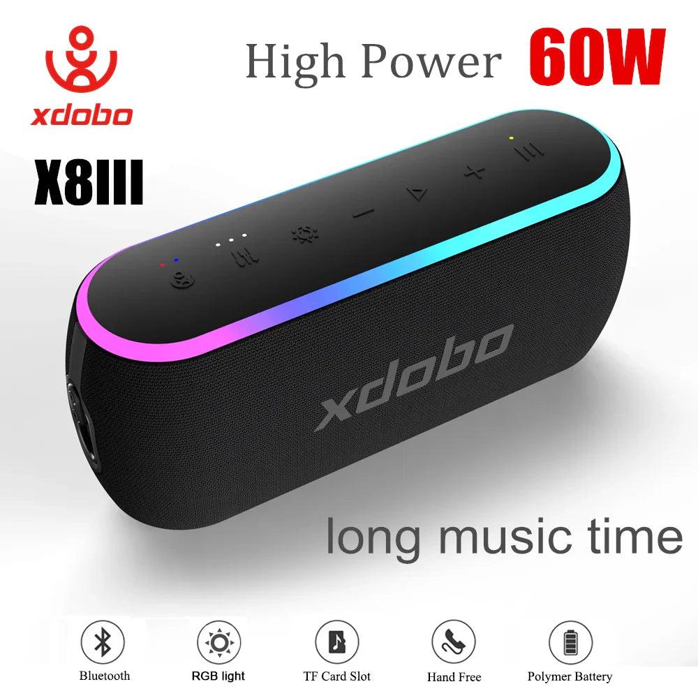 Bluetooth 5.3 Portable Speaker 60W Deep Bass IPX7 6600mAh Power Bank Wireless Subwoofer for Outdoor Party & Camping