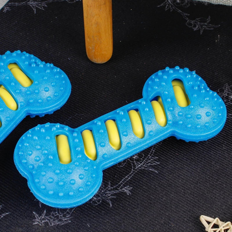 Squeaky Dog Chew Toy - Bite-Resistant Puppy Toothbrush for Teeth Cleaning & Massage, 7.5 x 3.5 in (19 x 9 cm)