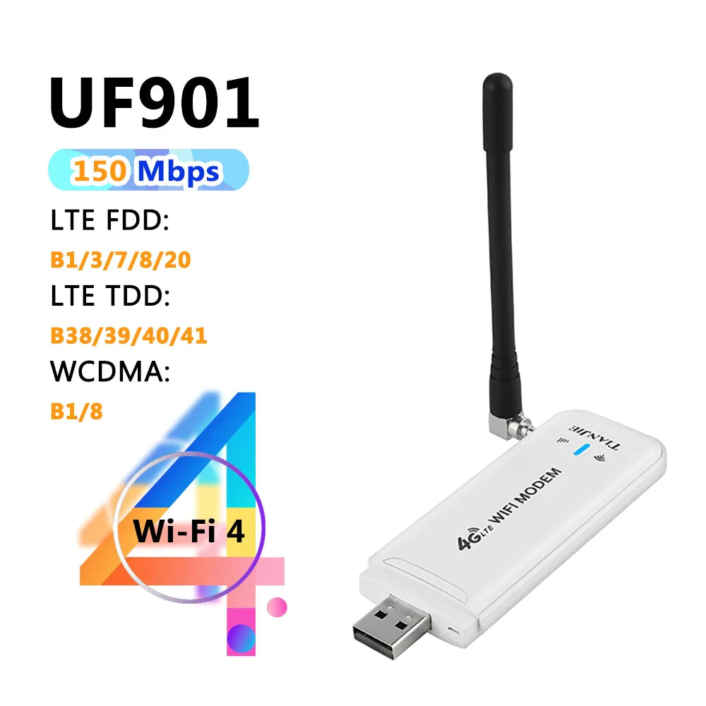 4G LTE USB WiFi Router Portable Modem Hotspot - WiFi 6 Wireless Dongle, Up to 300 Mbps