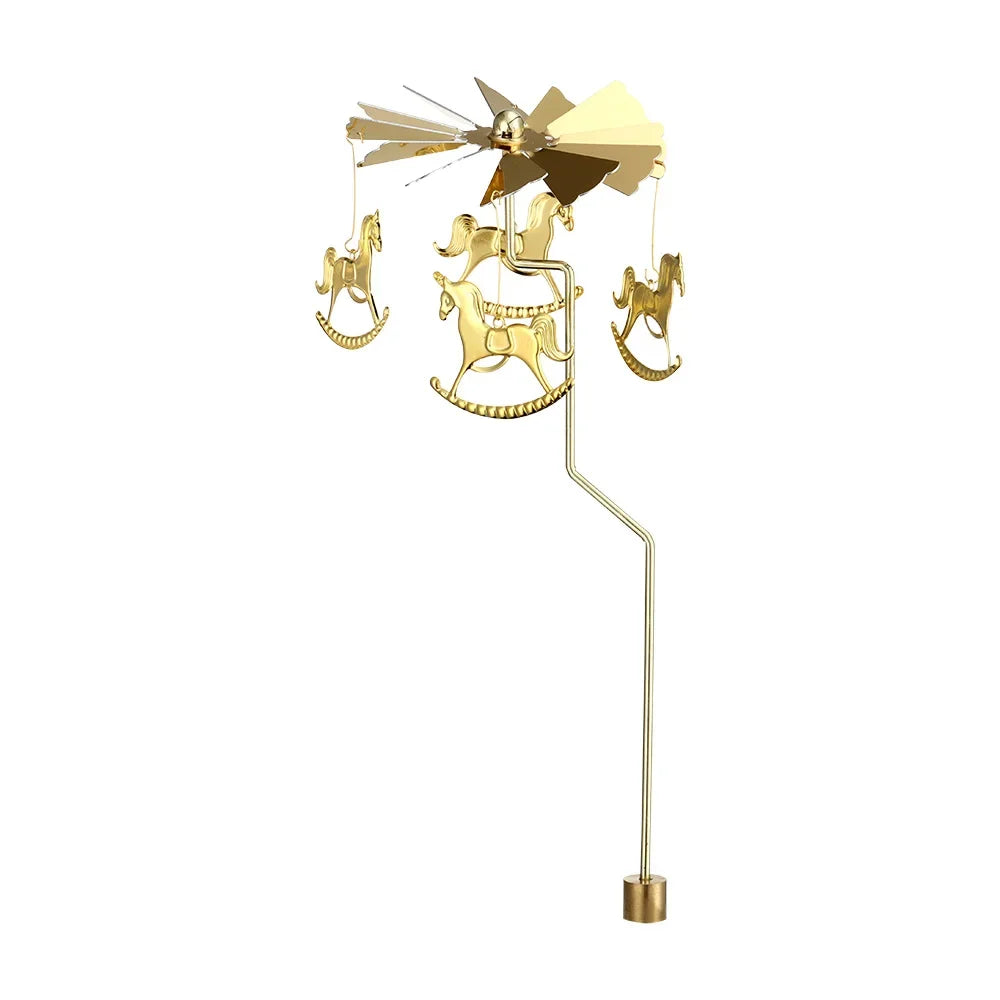 Carousel Candle Spinner Rotating Tealight Holder for Wedding, Christmas & Home Office Decor – Gold, Silver
