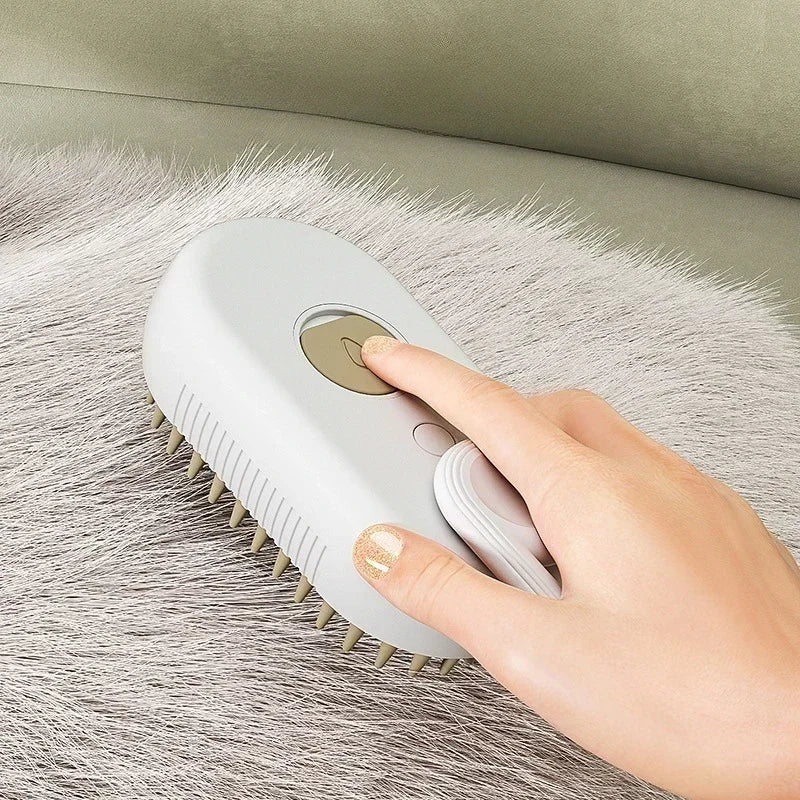 Steam Pet Grooming Brush 3-in-1 Spray Massage USB Rechargeable Hair Removal Comb for Cats & Dogs