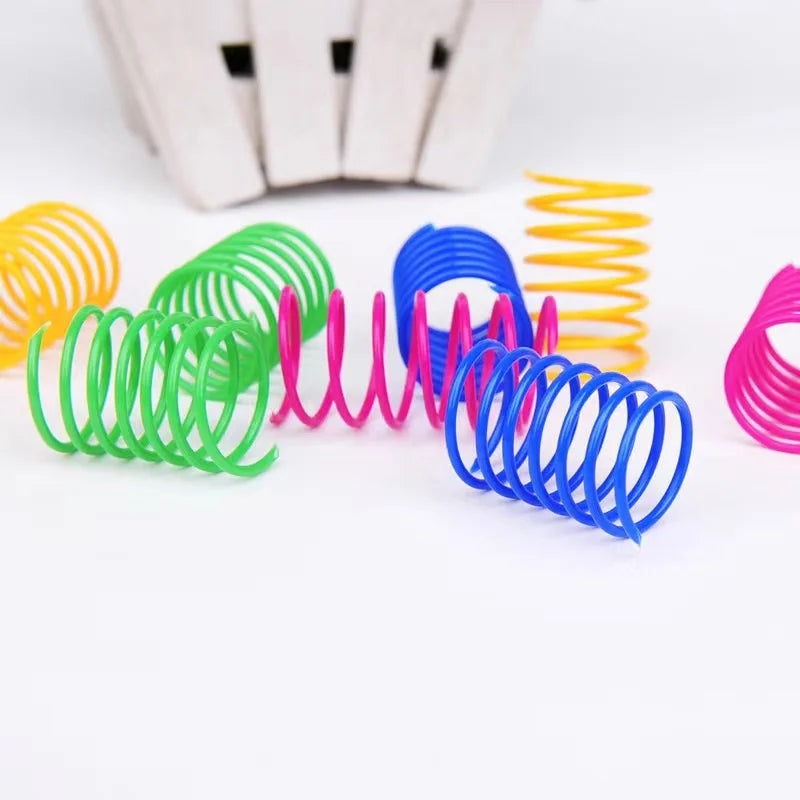 Colorful Bouncy Cat Spring Toys - Coil Plastic Cat Toy Packs (8/20/50 pcs) for Kittens & Small Pets