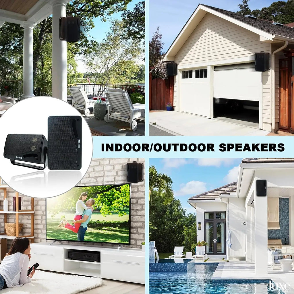 3.5-Inch Wired 200W Passive Outdoor Speakers — 3-Way Waterproof Wall-Mount Pair, ABS Weatherproof
