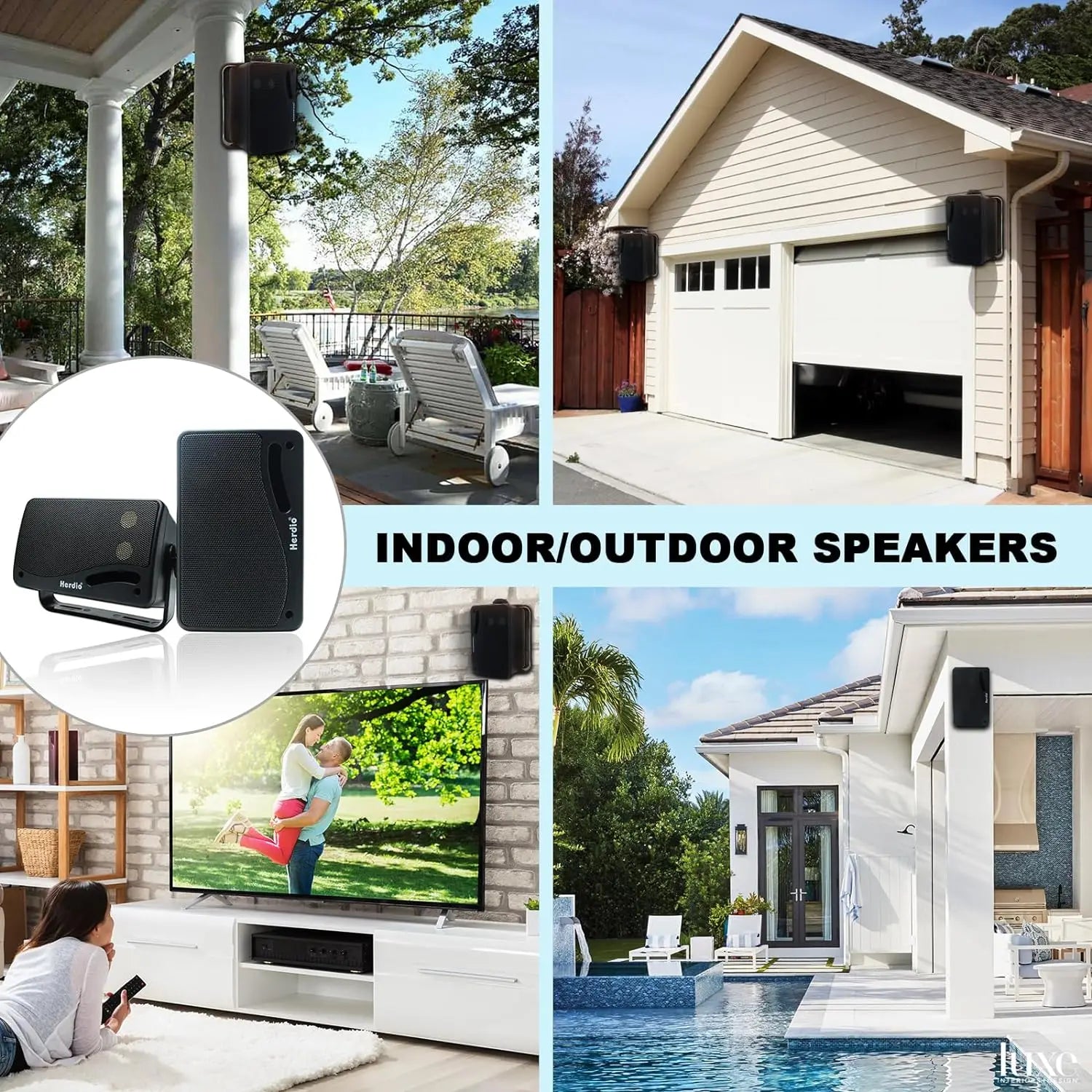 3.5 in (89 mm) Passive Outdoor Wired Speakers — 200W Peak 3-Way Waterproof Mountable Pair for Patio & Boat