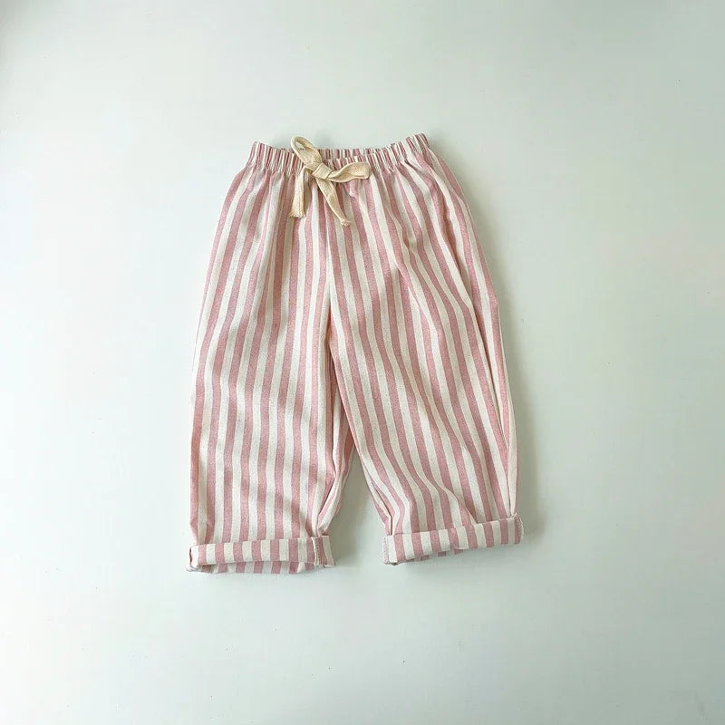 Kids Striped Linen-Cotton Harem Pants – Boys & Girls, Ages 4-6