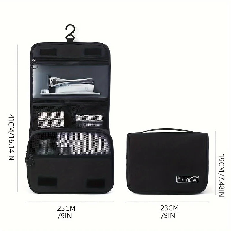 Wall-Mounted Travel Toiletry & Cosmetic Organizer — Hanging Bathroom Storage Bag