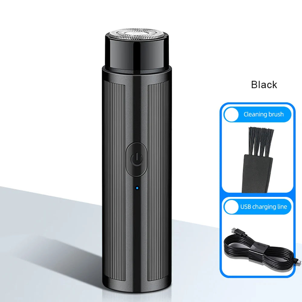 Mini Rechargeable Electric Shaver – Portable Facial & Body Razor for Women & Men, Rotary Detachable Washable Head, LED Display