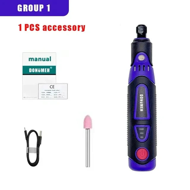Mini Cordless Rotary Tool 3-Speed Grinder Engraving Pen USB-C 55-Piece Accessory Kit