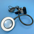 10X Clip-On Magnifying Lamp with LED Light for Manicure, Embroidery & Eyelash Extensions - Black White Silver