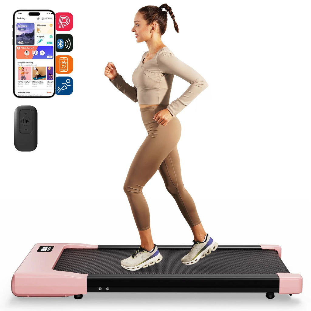 Under-Desk 2-in-1 Walking Pad Treadmill - Portable 2.5HP LED Remote Control for Home & Office