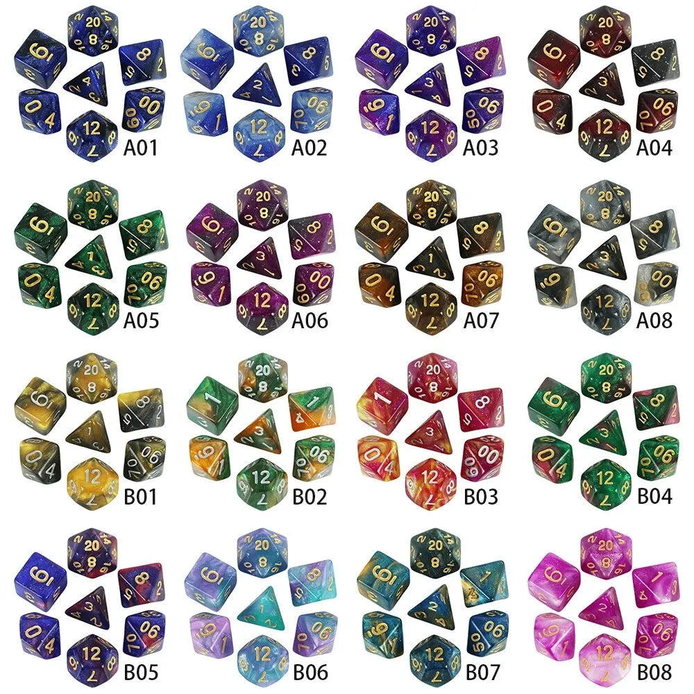 7-Piece Galaxy Polyhedral Dice Set for DnD & RPGs – Colorful Universe Effect (D4-D20)