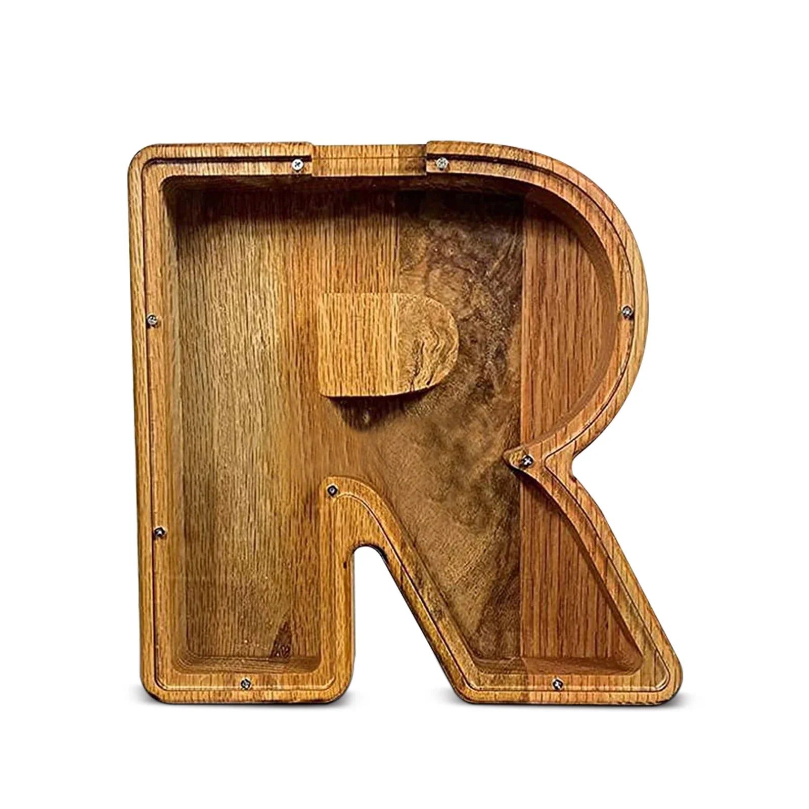 26-Letter Wooden Piggy Bank Alphabet Moneybox Coin Saving Box for Kids Desktop Home Decor