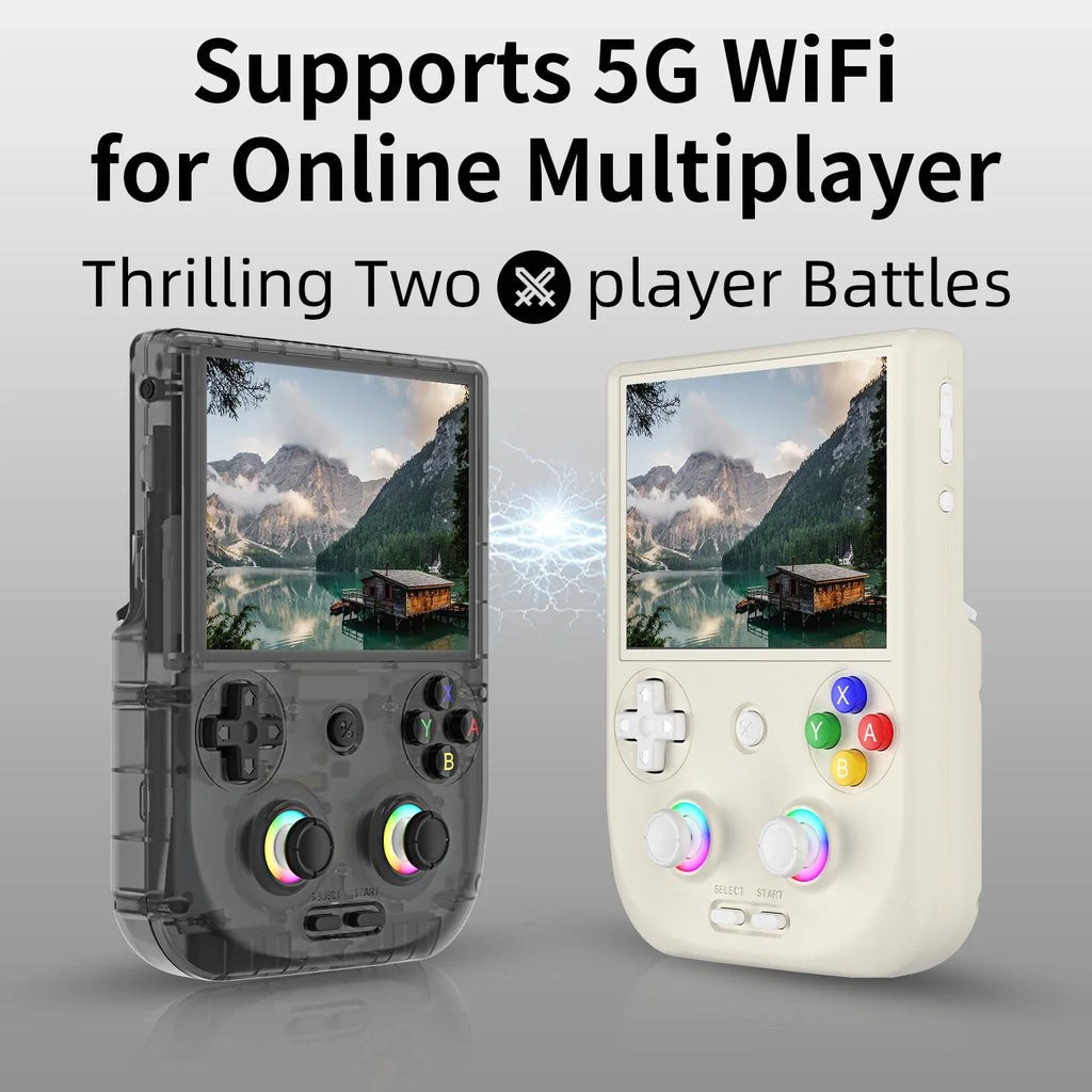 Retro Handheld Game Console 4.0-inch (10.2 cm) IPS Touchscreen, Android 13, WiFi & Bluetooth 5.0, 3D Hall Joystick, RGB Lighting, 128GB, 5500mAh