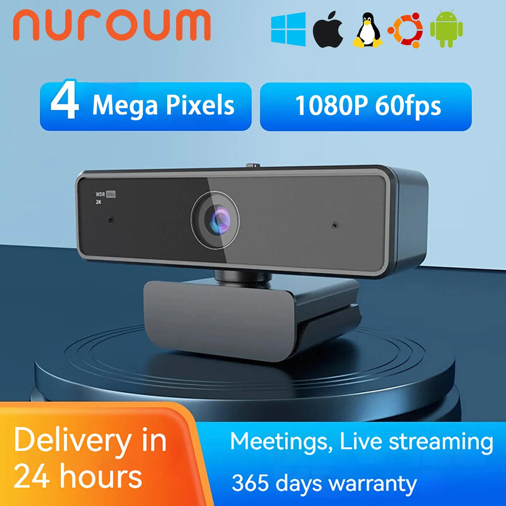1080P FHD 60FPS Webcam with Microphone & Privacy Cover — 90° Wide-Angle USB Plug-and-Play for PC, Mac & Laptop