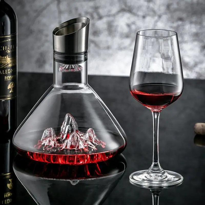 Iceberg Handmade Lead-Free Crystal Whisky and Wine Decanter Carafe with Pourer, 1.5L (1500 ml / 50.7 fl oz) Thickened Bar Dispenser
