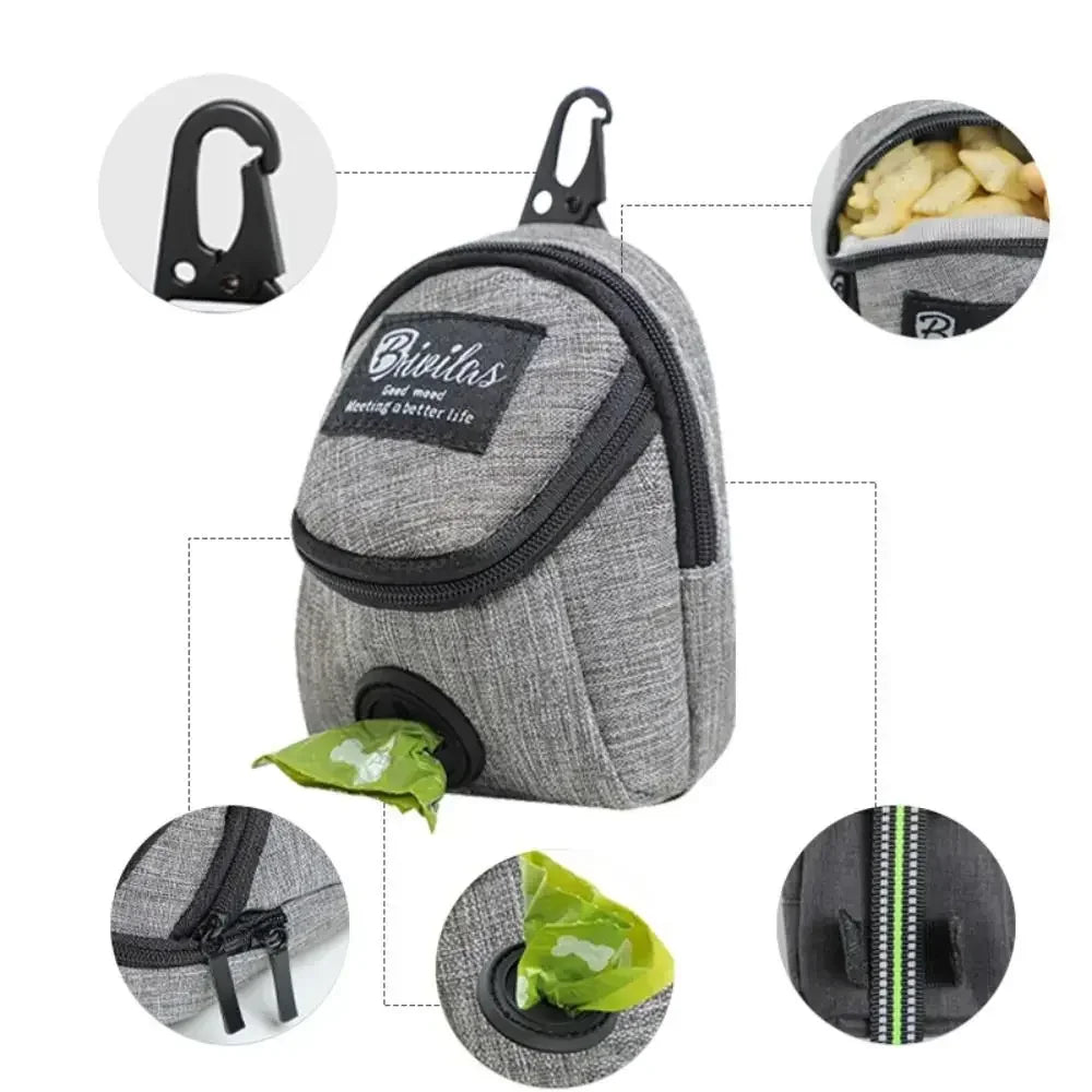 Portable Dog Treat Bag & Poop Bag Dispenser – Waterproof Training Pouch Waist Bag for Walking
