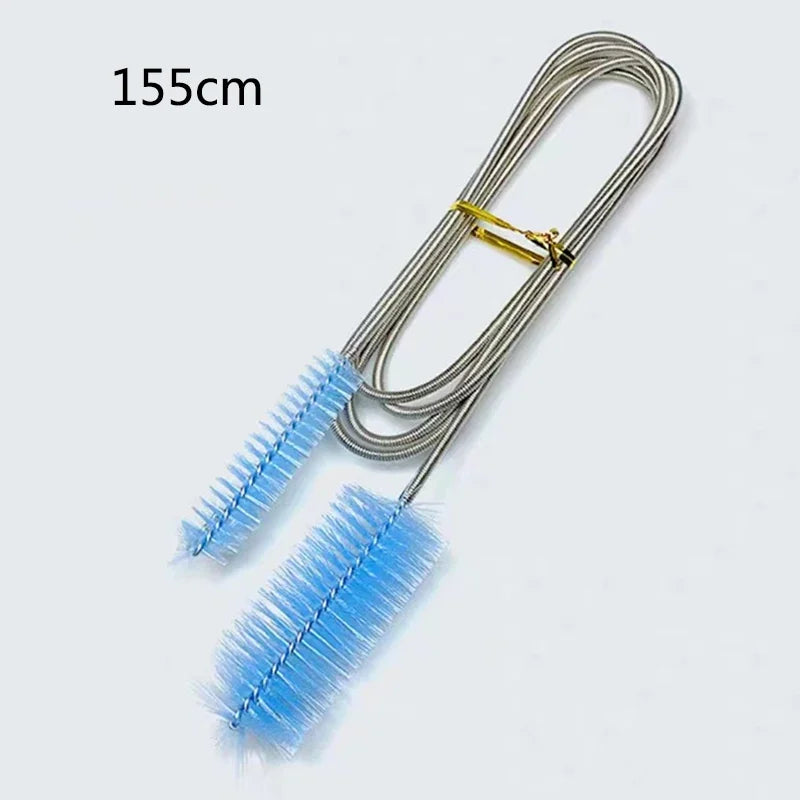 Aquarium Tube Cleaning Brush - Flexible Double-Ended Fish Tank Pipe Cleaner, Stainless Steel Handle with Nylon Bristles, Lengths 12/24/35/61/79 in (30/60/90/155/200 cm)