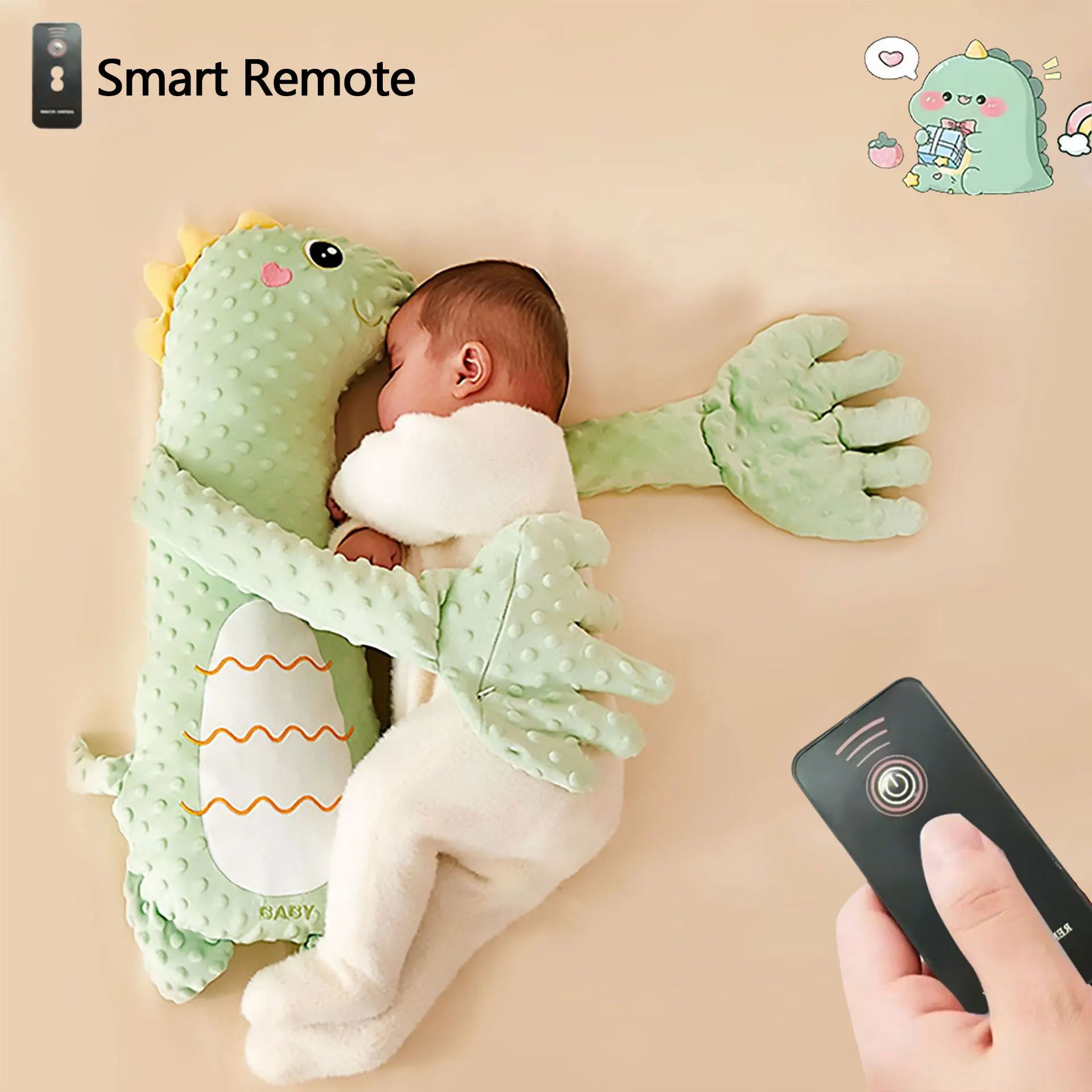Automatic Palm-Pat Baby Sleep Pillow – Soothing Patting Doll Sleep Aid 64 x 25 cm (25.2 x 9.8 in)