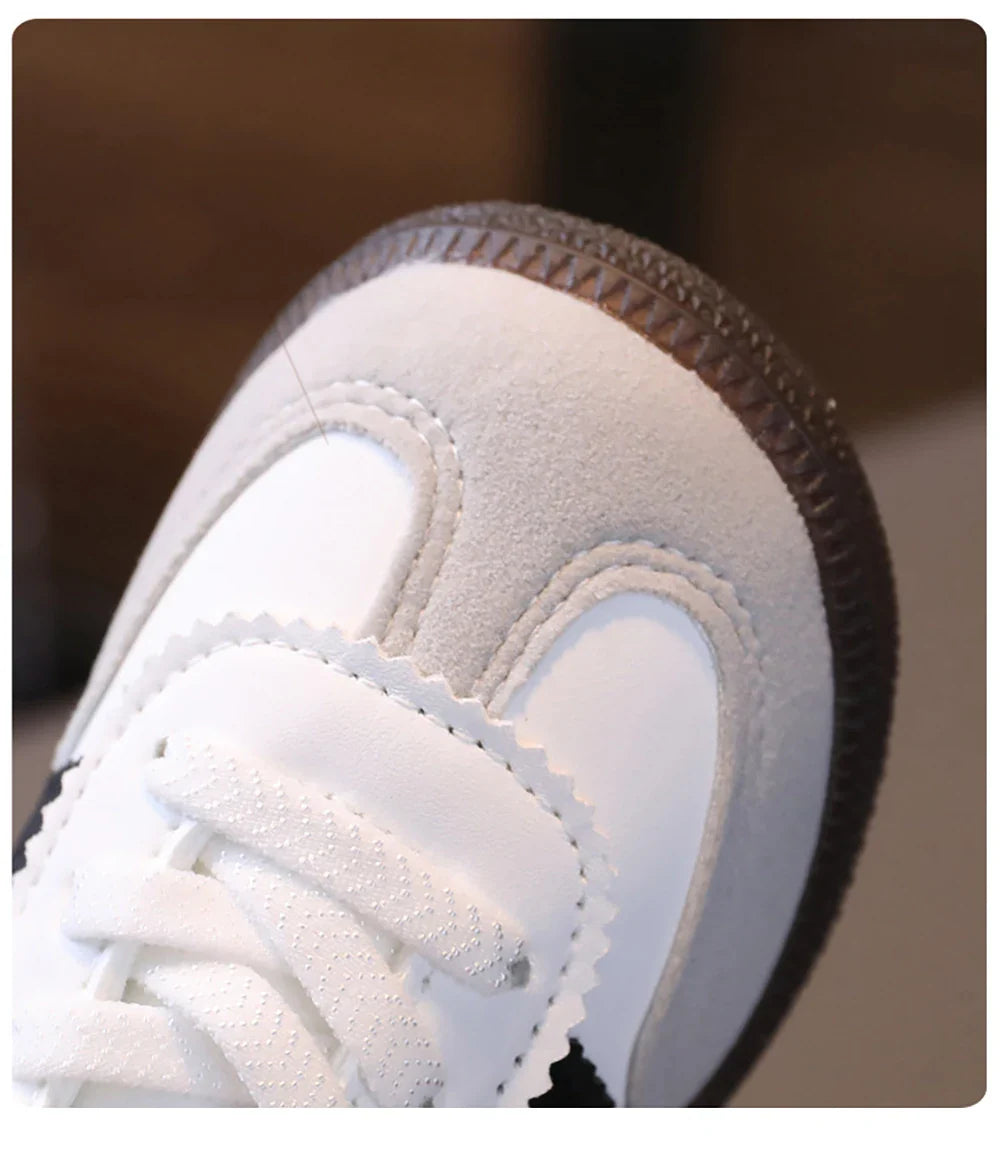 Kids PU Leather Sneakers - Lightweight Slip-On Velcro Soft-Sole, Anti-Slip Unisex Children’s Shoes