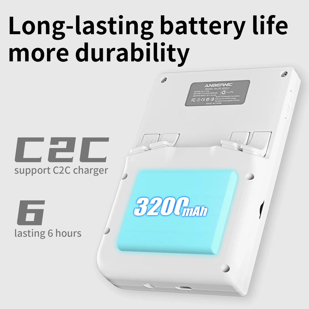 4.0-inch (10.16 cm) IPS Retro Handheld Game Console — 64GB Linux 64‑Bit, 2.4/5G WiFi, Bluetooth, Mini HDMI, 3200mAh, RGB Lighting, 5000+ Games