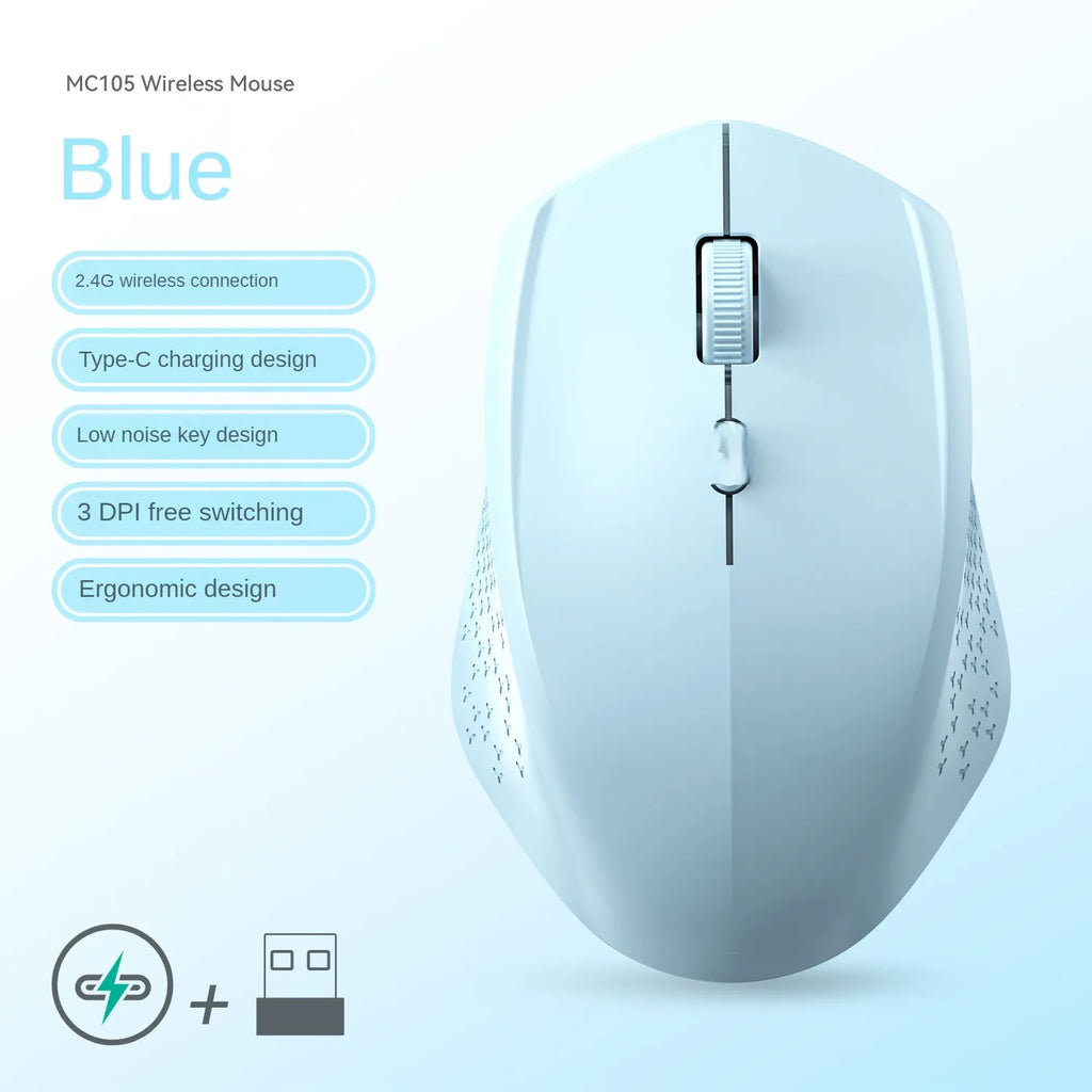 Bluetooth 5.2 + 2.4G Dual-Mode Wireless Mouse Rechargeable Silent 1600 DPI for Laptop Windows Mac Android