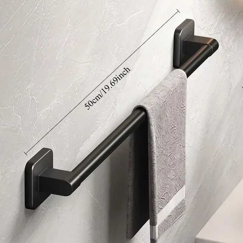 No-Drill Wall Mounted Aluminum Towel Rack for Bathroom & Kitchen Horizontal Bar 50-60 cm (19.7-23.6 in)