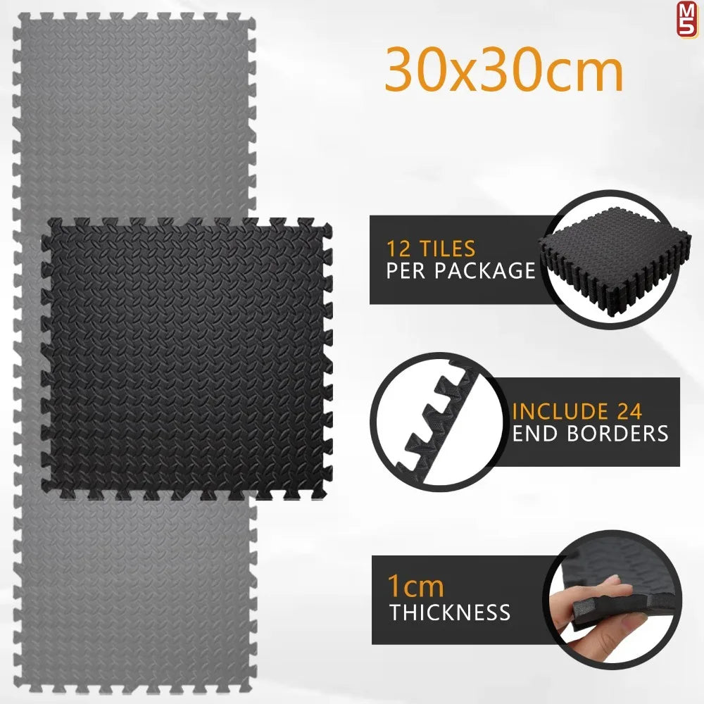 EVA Foam Interlocking Puzzle Exercise Mat with Massage Acupressure Surface, Non-Slip Home Gym Floor Protector