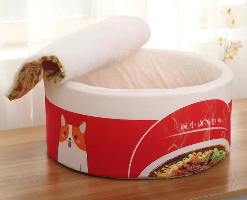 Instant Noodle Pet Bed – Cozy Udon Cup Nest for Cats & Small Dogs with Removable Cover, S 40 x 20 cm (15.7 x 7.9 in) & L 50 x 20 cm (19.7 x 7.9 in)