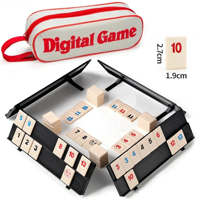 Rummy Cube Tile Game Set — 106 Tiles with 4 Racks & Portable Case — Travel Family Board Game