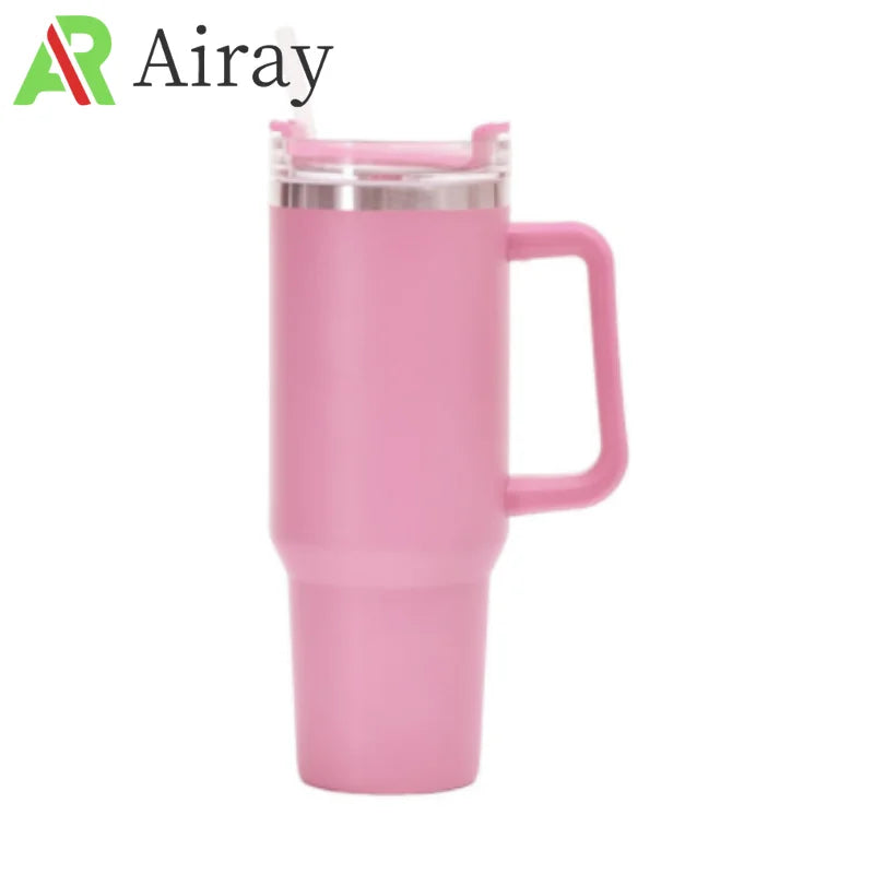 40oz Vacuum Insulated Tumbler with Handle & Straw Lid | Stainless Steel Travel Bottle